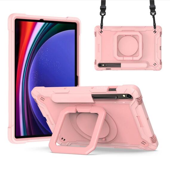 Custodia per tablet PC ibrida in silicone con robot per Samsung Galaxy Tab S9 FE / S9 (oro rosa)