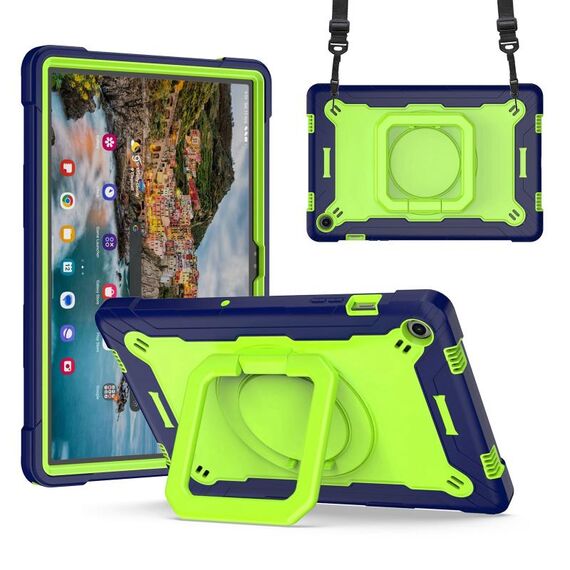 Custodia per tablet PC ibrida in silicone con robot per Samsung Galaxy Tab A9+ (giallo blu scuro verde)