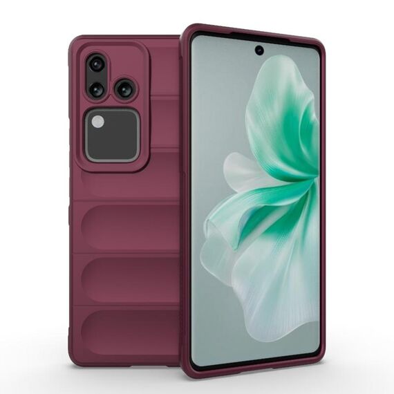 Per vivo S18 5G Magic Shield TPU + custodia per telefono in flanella (vino rosso)