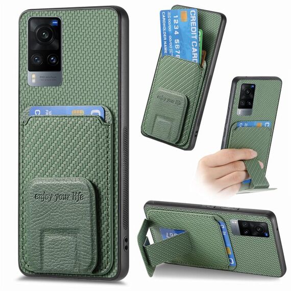 Custodia pieghevole per telefono con supporto pieghevole per borsa in fibra di carbonio per vivo X60 (verde)
