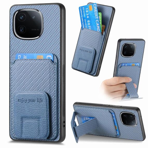 Custodia pieghevole per telefono con supporto pieghevole per custodia in fibra di carbonio per vivo iQOO 12 (blu)
