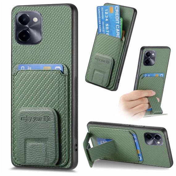 Per vivo Y100i Custodia per telefono con supporto pieghevole in fibra di carbonio (verde)