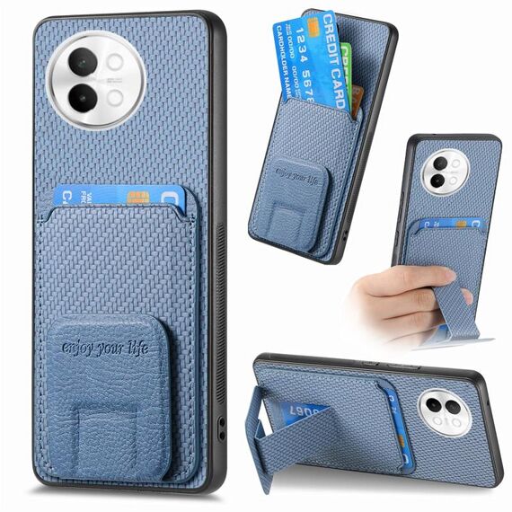 Per vivo S18e Custodia per telefono con supporto pieghevole per carta in fibra di carbonio (blu)