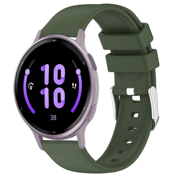 Per cinturino in silicone liscio tinta unita Garmin Active 5 da 20 mm (verde militare)
