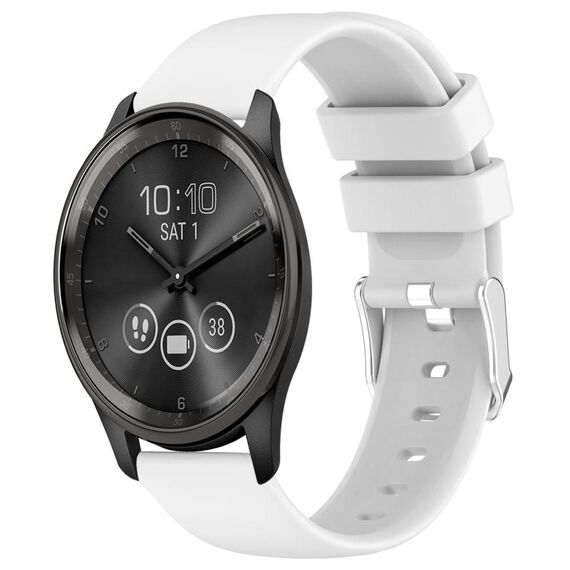 Per cinturino per orologio in silicone liscio tinta unita Garmin Move Trend da 20 mm (bianco)