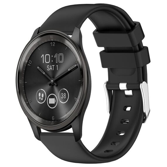 Per cinturino in silicone liscio tinta unita Garmin Move Trend da 20 mm (nero)