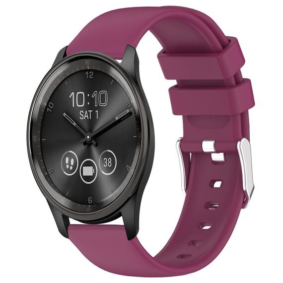 Per cinturino per orologio in silicone liscio tinta unita Garmin Move Trend da 20 mm (Borgogna)