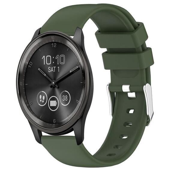Per cinturino in silicone liscio tinta unita Garmin Move Trend da 20 mm (verde militare)