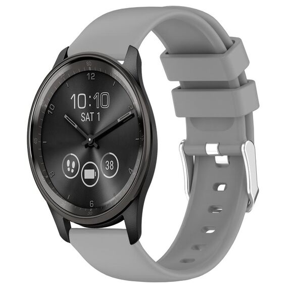 Per cinturino in silicone liscio tinta unita Garmin Move Trend da 20 mm (grigio)