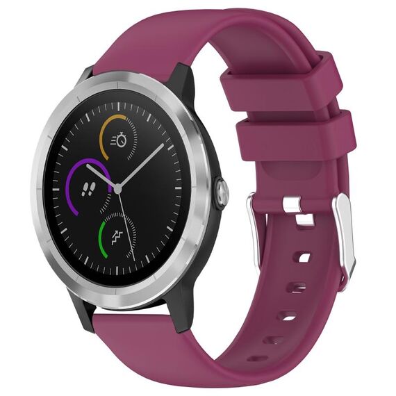 Per cinturino in silicone liscio tinta unita Garmin Vivoactive 3 da 20 mm (Borgogna)