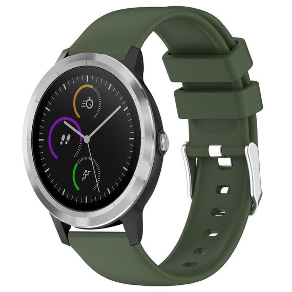 Per cinturino in silicone liscio tinta unita Garmin Vivoactive 3 da 20 mm (verde militare)