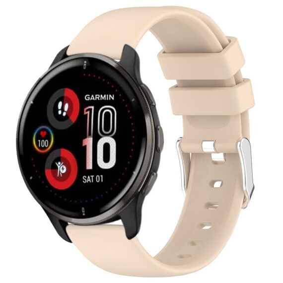 Per cinturino in silicone liscio tinta unita Garmin Venu 2 Plus da 20 mm (beige)