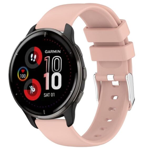 Per cinturino in silicone liscio tinta unita Garmin Venu 2 Plus da 20 mm (rosa)