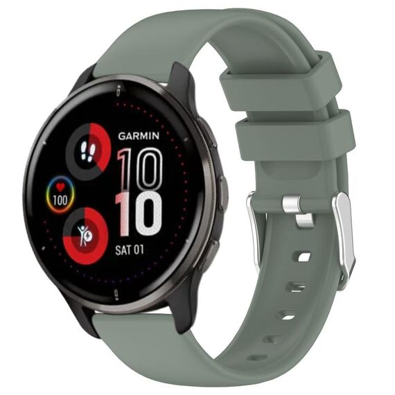 Per cinturino in silicone liscio tinta unita Garmin Venu 2 Plus da 20 mm (verde oliva)