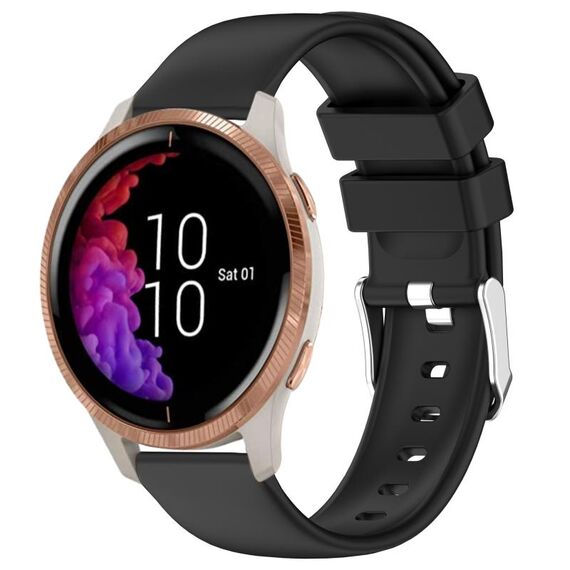 Per cinturino in silicone liscio tinta unita Garmin Venu da 20 mm (nero)