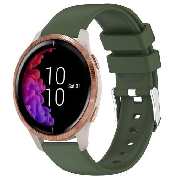 Per cinturino in silicone liscio tinta unita Garmin Venu da 20 mm (verde militare)