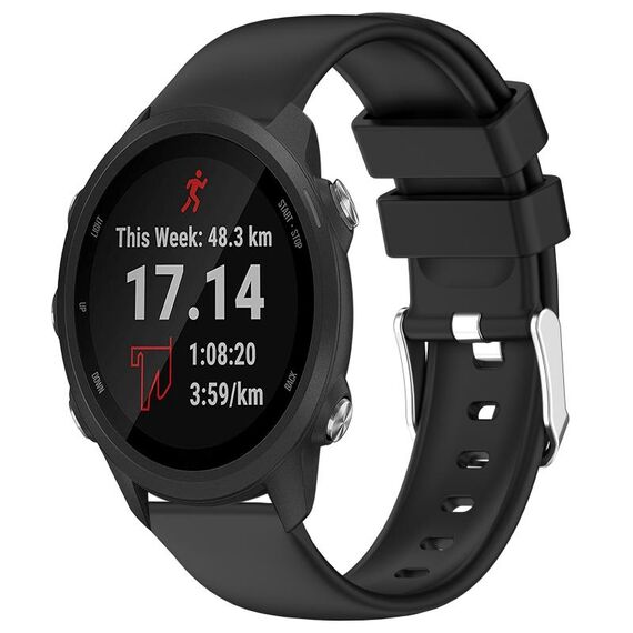 Per Garmin Forerunner 245 cinturino in silicone liscio tinta unita da 20 mm (nero)