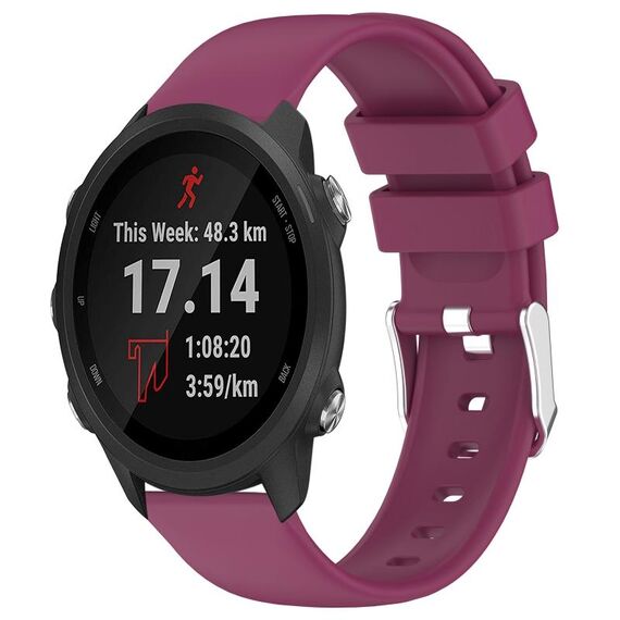 Per cinturino per orologio in silicone tinta unita liscio Garmin Forerunner 245 da 20 mm (Borgogna)
