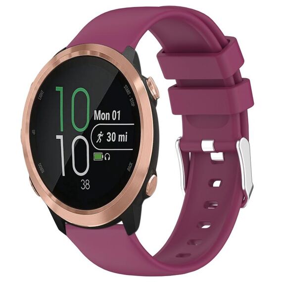 Per cinturino per orologio in silicone tinta unita liscio Garmin Forerunner 645 da 20 mm (Borgogna)