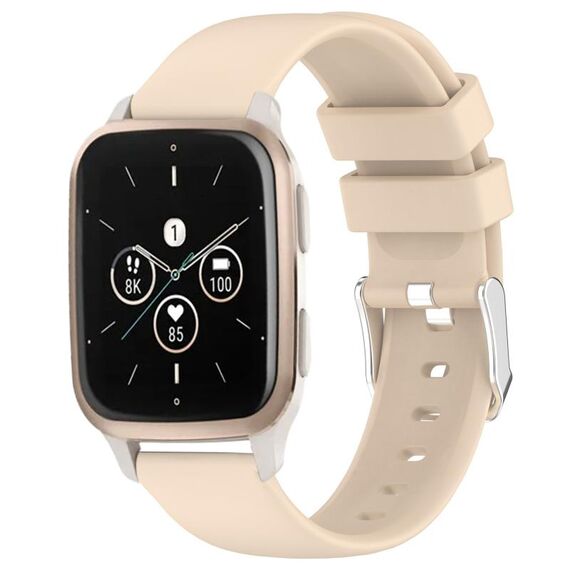 Per cinturino per orologio in silicone liscio tinta unita Garmin Forerunner Sq2 Music da 20 mm (beige)