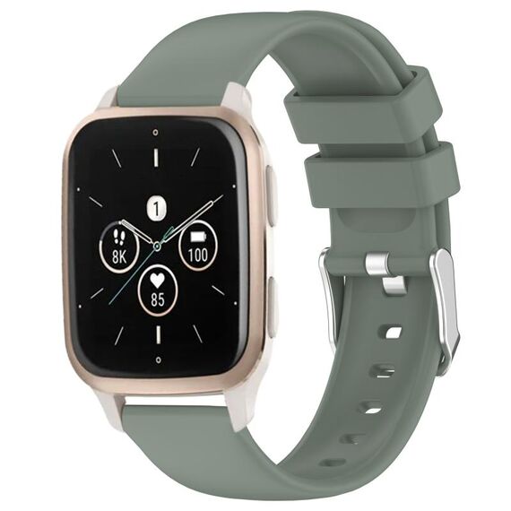 Per cinturino per orologio in silicone liscio tinta unita Garmin Forerunner Sq2 Music da 20 mm (verde oliva)