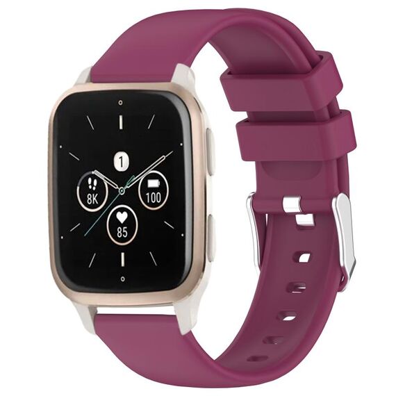 Per cinturino per orologio in silicone liscio tinta unita Garmin Forerunner Sq2 Music da 20 mm (Borgogna)