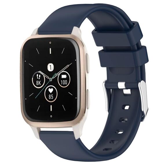 Per cinturino per orologio in silicone liscio tinta unita Garmin Forerunner Sq2 Music da 20 mm (blu notte)