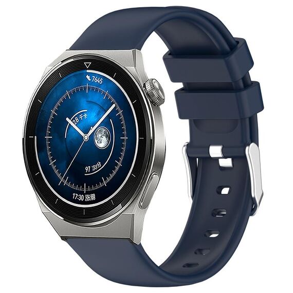 Per Huawei Watch GT3 42mm 20mm cinturino in silicone liscio tinta unita (blu notte)