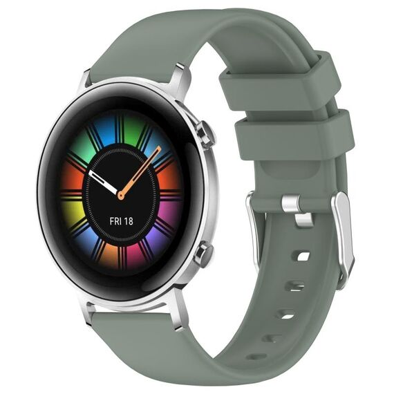 Per Huawei Watch GT2 42mm 20mm cinturino in silicone liscio tinta unita (verde oliva)