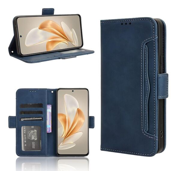 Custodia in pelle per vivo V29E / Y200 5G con texture di vitello e slot per schede (blu)