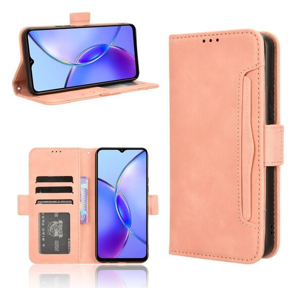 Per vivo Y33T 2023 Pelle di vitello Texture Slot per schede Custodia in pelle per telefono (rosa)