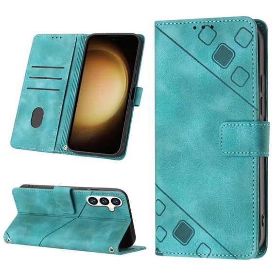 Custodia per telefono in pelle goffrata per Samsung Galaxy S24 5G (verde)