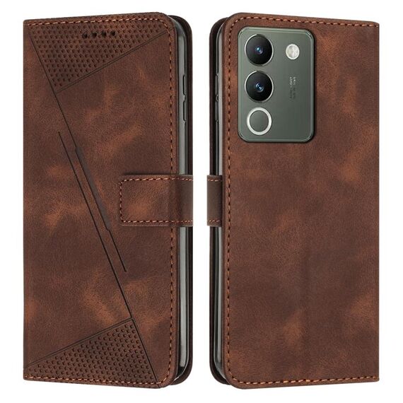 Per vivo Y200 Dream Triangle Custodia in pelle per telefono con cordino (marrone)