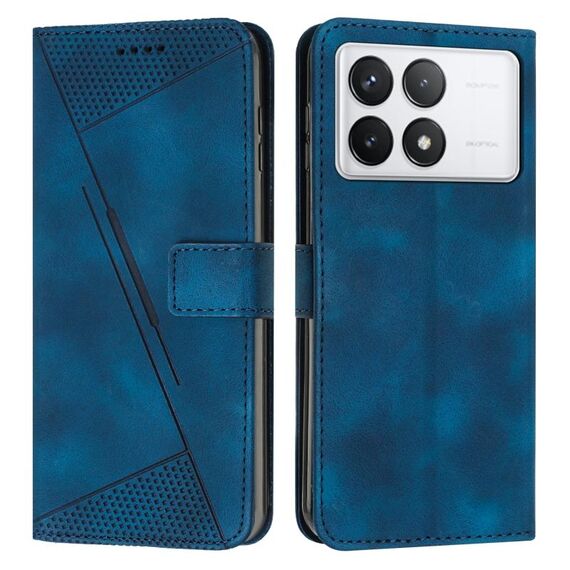Per Xiaomi Redmi K70E Custodia per telefono in pelle Dream Triangle con cordino (blu)