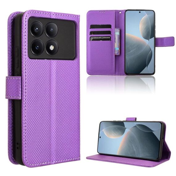 Custodia per telefono in pelle con texture diamante Xiaomi Redmi K70 / K70 Pro (viola)