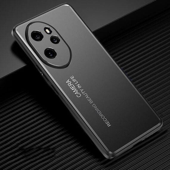 Custodia per telefono in metallo satinato per Honor 100 Pro (nera)