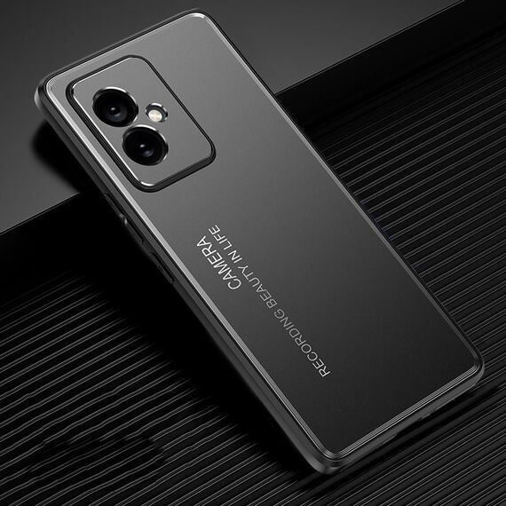 Custodia per telefono in metallo satinato per Honor 100 (nera)