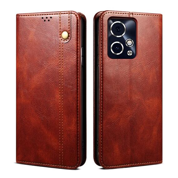Custodia per telefono in pelle con texture Crazy Horse per cera d'olio per Honor 90 GT (marrone)