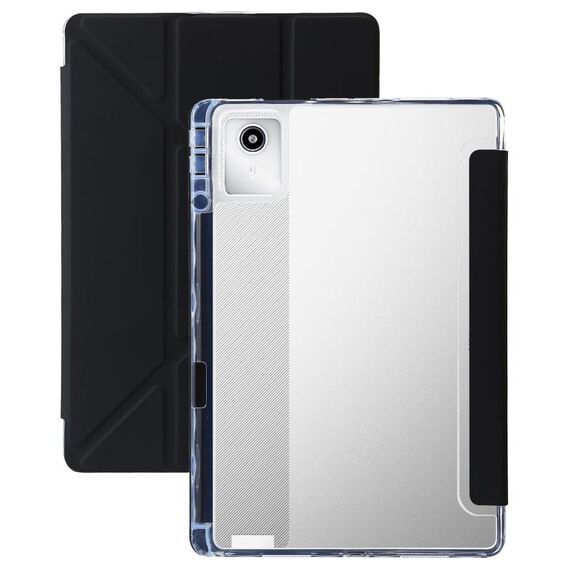 Per Lenovo Tab M11 /Xiaoxin Pad 11 2024 Custodia per tablet in pelle con deformazione acrilica trasparente (Nero)