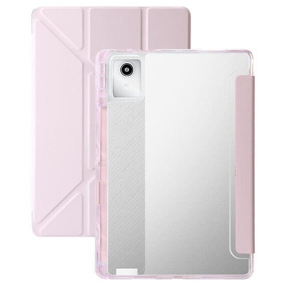 Per Lenovo Tab M11 /Xiaoxin Pad 11 2024 Custodia per tablet in pelle con deformazione acrilica trasparente (rosa)