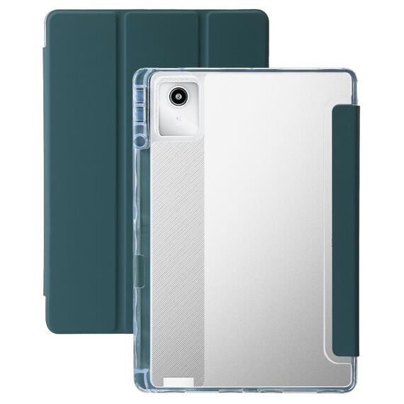 Per Lenovo Tab M11 /Xiaoxin Pad 11 2024 Custodia tablet in pelle tripla acrilica trasparente (verde scuro)