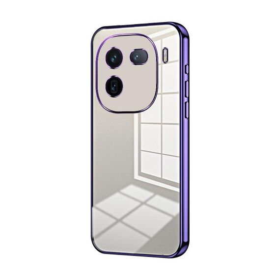 Per vivo iQOO 12 Pro Custodia per telefono con foro sottile con placcatura trasparente (viola)