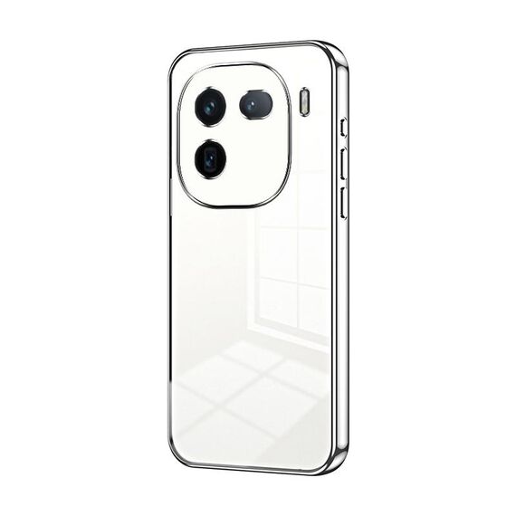 Per vivo iQOO 12 Pro Custodia per telefono con foro sottile con placcatura trasparente (Argento)