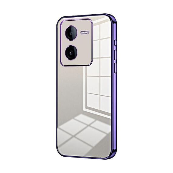 Per vivo iQOO Z8 / Z8x Custodia per telefono con foro fine con placcatura trasparente (viola)
