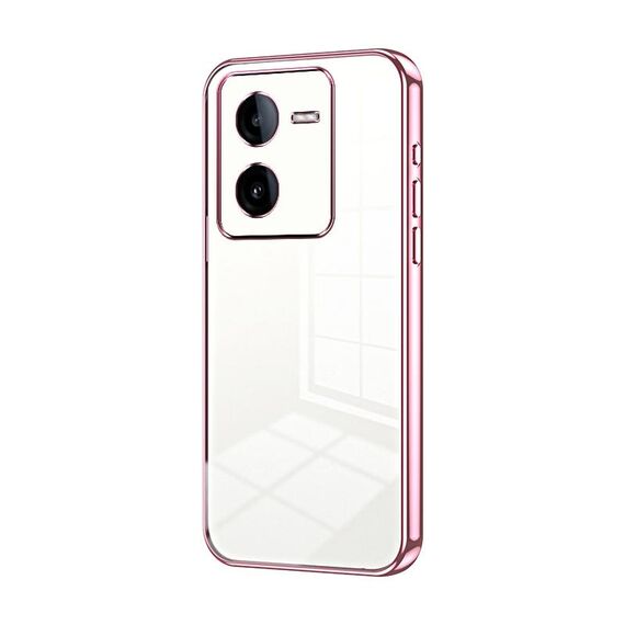 Per vivo iQOO Z8 / Z8x Custodia per telefono con foro sottile con placcatura trasparente (rosa)