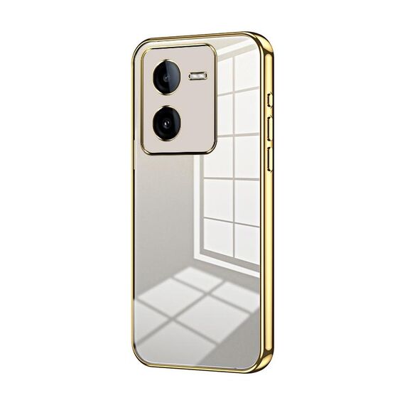 Per vivo iQOO Z8 / Z8x Custodia per telefono con foro sottile con placcatura trasparente (Oro)