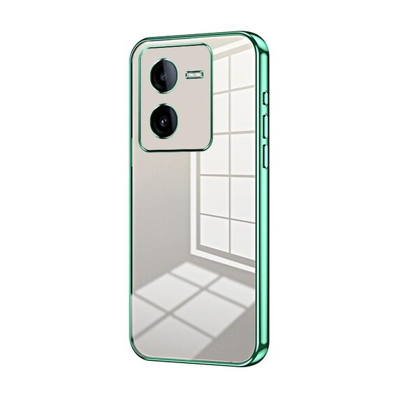 Per vivo iQOO Z8 / Z8x Custodia per telefono con foro sottile con placcatura trasparente (verde)