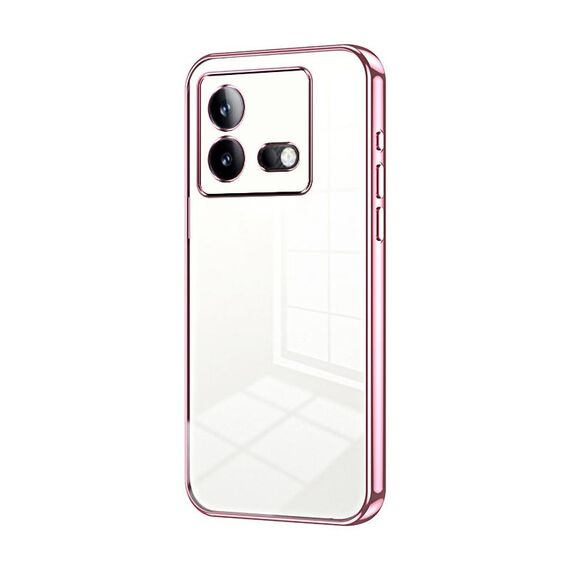 Per vivo iQOO Neo8 / Neo8 Pro Custodia per telefono con foro sottile con placcatura trasparente (rosa)