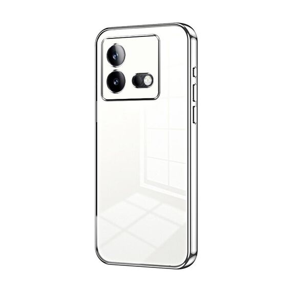 Per vivo iQOO Neo8 / Neo8 Pro Custodia per telefono con foro fine con placcatura trasparente (Argento)