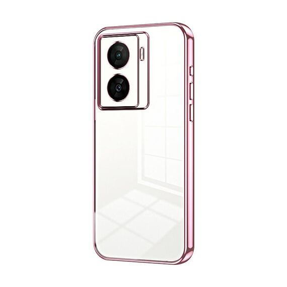 Per vivo iQOO Z7x Custodia per telefono con foro sottile con placcatura trasparente (rosa)